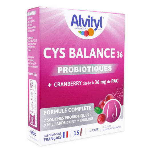 ALVITYL CYS BALANCE 36 PROBIOTIQUES + CRANBERRY 15 G√âLULES